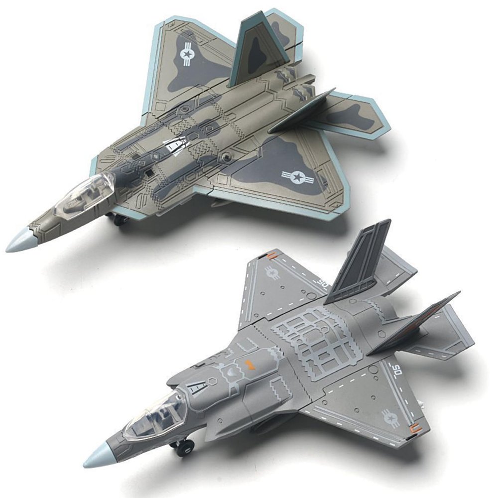 OTONOPI Fighter Jet Toys, 2 Pack Building Block Set, Fighter Jet Quick Build Model Kit F35 & F22 Millitary Airplane, Assembly Aircraft Model with Display Stand, Military Plane Warplane Toy for Kids