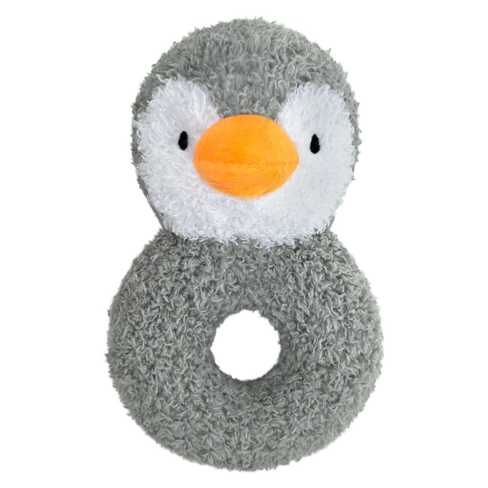 Doindute Baby Penguin Soft Rattle Toy, Plush Penguin Infant Shaker Rattle Easy-Grasp Stuffed Animal Toy, Gifts for Newborns Babies Toddlers Boys Girls, Gray, 5.5 Inches