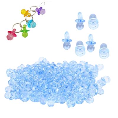 200Pcs Acrylic Pacifier, 20 x 10 x 10mm Cute Baby Shower Pacifiers Baby Nipples Mini Decoration Accessories for BabyShower Decoration (Blue)