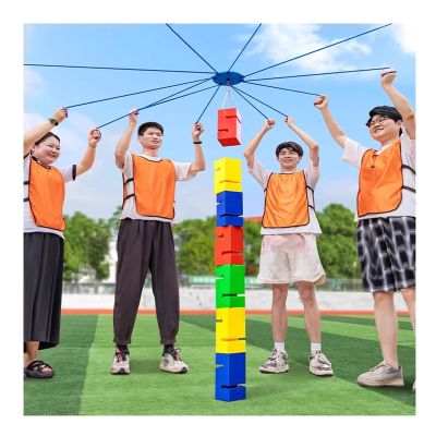 GMSDHCY Team Building Team Tower Game for Adults Work, Outdoor Activities Field Day Group Learning Activity Teamwork Block Stacking Game Kit(Red,5PCS)