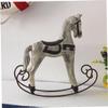 VANZACK 2pcs Handcrafted Wooden Horse Ornament Home Decor Horse Head Sculpture Rocking Desktop Decoration view 3