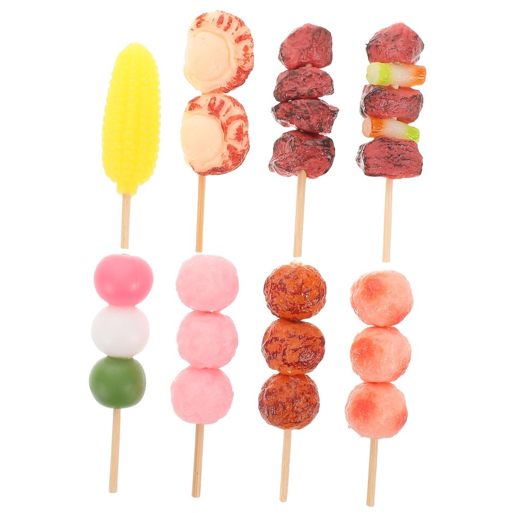 BESPORTBLE 8pcs Mini BBQ Skewer Toy: Kids Pretend Play Kitchen Fake Food - Realistic Models for Role Play - 2.7x0.7x0.5 Grill Toy for Family Gatherings