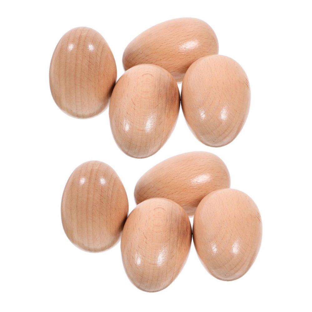 Abaodam 8pcs Wood Egg Shaker: Musical Maracas Percussion Instruments DIY Paintable Egg Shaker for Easter Party Classroom Music