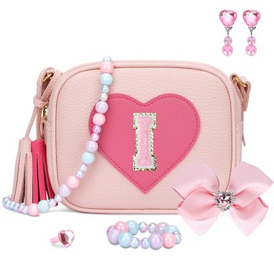 KKXIU Gifts For 3 4 5 6 7 8 Year Old Girls Dress Up Jewelry Kids Toys Toddler Purse Heart Little Girl Bag (I, Pink)