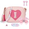 KKXIU Gifts For 3 4 5 6 7 8 Year Old Girls Dress Up Jewelry Kids Toys Toddler Purse Heart Little Girl Bag (I, Pink) view 1