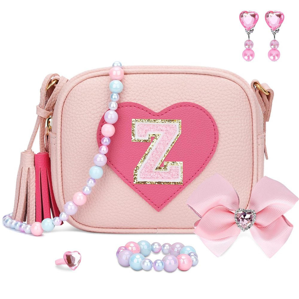 KKXIU Gifts For 3 4 5 6 7 8 Year Old Girls Dress Up Jewelry Kids Toys Toddler Purse Heart Little Girl Bag (Z, Pink)