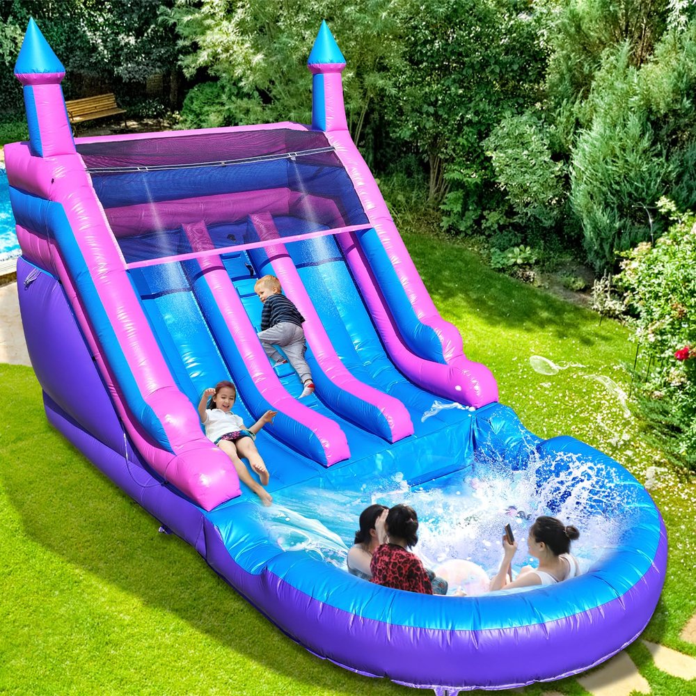 21FT(L) Commercial Water Slide for Adults Double Water Slides, 100% PVC Heavy Duty Inflatable Adult Water Slides, Giant Blow Up Water Slide Backyard Outdoor, 21x11x13ftNo Blower