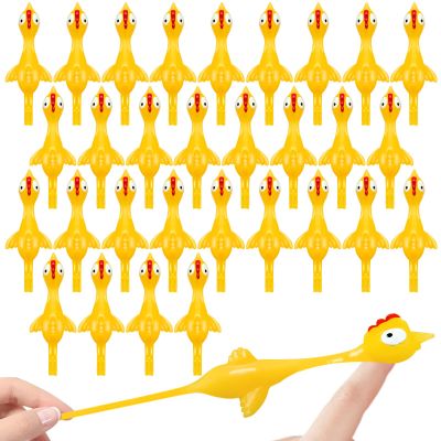 30Pack Finger Slingshot Chicken Rubber,Flick Stretchable Flying Sling Shot Chick Fingers for School Reward Easter Birthday Party Favors White Elephant Gift Exchange