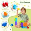 Pairez Toys Magnetic Blocks, Large Building Blocks for Toddlers 1-3, Multi-Shape 3D Stacking Blocks Set, Montessori Learning Sensory Magnet Toys for Boys Girls, Kids Gift (14pcs) view 3