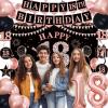 18th Birthday Decorations for Girls, Rose Gold Black Happy 18th Birthday Party Decorations, Happy 18th Birthday Backdrop, Foil Balloons 18, Banner, Balloons, Hanging Swirls, Birthday Cards Set 45pcs view 2
