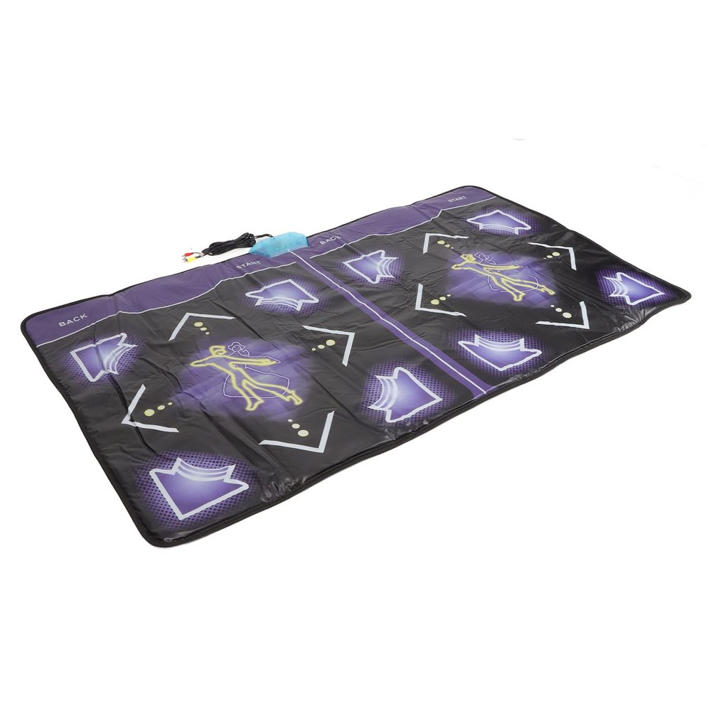 Keenso Dance Mat Adult Children's Double Dancing Pad Handle Support Memory Card, Learn Yoga TV, Ideal for Home Use, Parent Child Interaction, PVC Black Purple 1 Piece (US Plug)