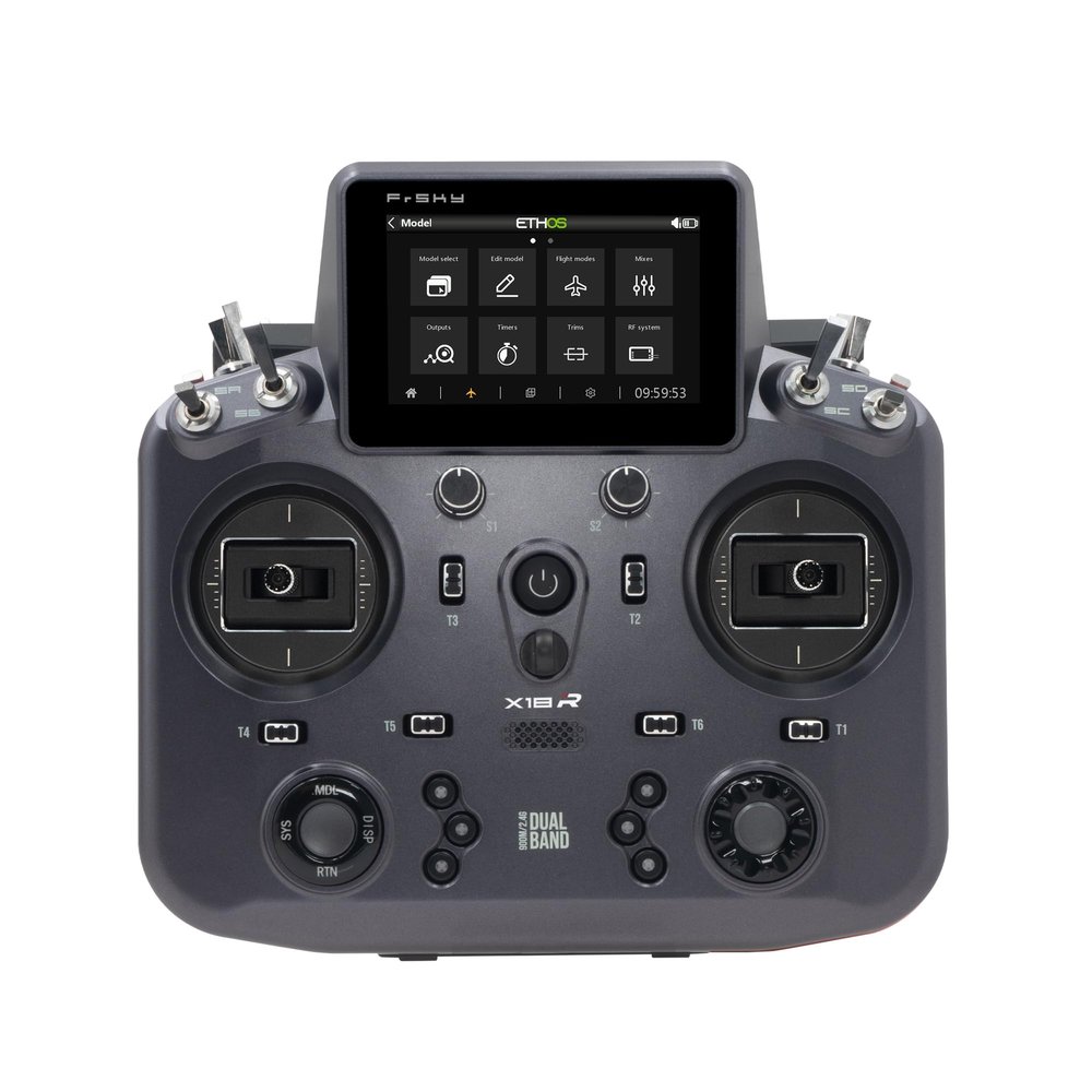 FrSky Tandem X18R Radio Controller, 24 Channels, 800x480 Touchscreen, Dual-Band RF Module (Meteorite Grey)