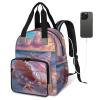 CNNINGYI Baby Diapers Bag Backpack, Waterproof Large Baby Bag for Mom Dad, Pink Seashell Starfish Ocean Beach Travel Diaper Bag Backpack, Newborn Essentials view 2