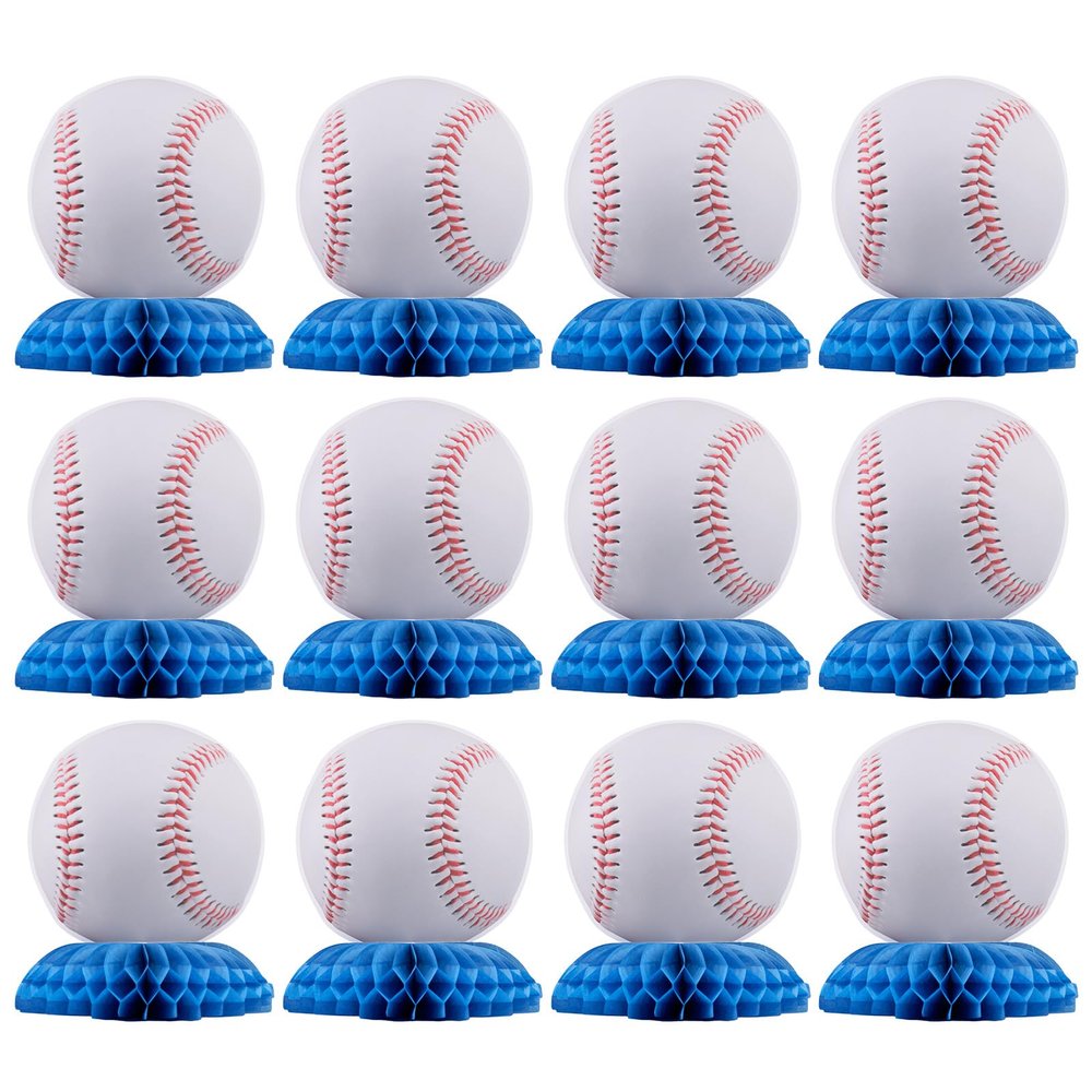 12pcs Baseball Centerpieces for Tables, Baseball Party Honeycomb Decoration Sports Themed Birthday Gameday Decors for Parties Table Toppers & Party Favors