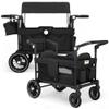 TODEFULL Wagon Stroller for 2 Kids, All-Terrain Stroller Wagon, Foldable Kids Wagon Cart Featuring with Harnesses, Adjustable Double Push Handle, Removable Canopy, Snack Tray, Large Storage Bag, Black view 1
