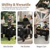 TODEFULL Wagon Stroller for 2 Kids, All-Terrain Stroller Wagon, Foldable Kids Wagon Cart Featuring with Harnesses, Adjustable Double Push Handle, Removable Canopy, Snack Tray, Large Storage Bag, Black view 2