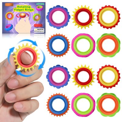 12 Pack Fidget Toys Adults Sensory RingsQuiet Anxiety Fidgets for ClassroomPain Stim Little Ouchies Stress Relief Sensory Toys for Kids ADHD