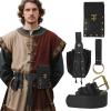 Renaissance Costume Belt Pouch Coin Purse Medieval Ren Faire Fanny Pack Phone Holder Cosplay Halloween Accessories (Black) view 2