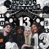 13th Birthday Decorations for Boys Girls, Black White Omg Ur A Teenager Birthday Party Decorations, Official 13 Teenager Backdrop, Foil Balloons 13, Banner, Balloons, Hanging Swirl, Birthday Card Set view 3