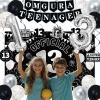 13th Birthday Decorations for Boys Girls, Black White Omg Ur A Teenager Birthday Party Decorations, Official 13 Teenager Backdrop, Foil Balloons 13, Banner, Balloons, Hanging Swirl, Birthday Card Set view 4