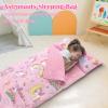 Kids Sleeping Bag Toddler Nap Mat with Removable Pillow, Large Foldable Sleeping Bag for Girls Boys, Easy Clean Slumber Bag with Double Zip for Camping School Preschool Daycare, 5924 inch view 3