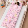 Kids Sleeping Bag Toddler Nap Mat with Removable Pillow, Large Foldable Sleeping Bag for Girls Boys, Easy Clean Slumber Bag with Double Zip for Camping School Preschool Daycare, 5924 inch view 4