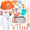 Dentist Play Set for Kids 3-5, Wooden Doctor Kit 33 Pcs with Real Stethoscope, Removable Teeth, Braces & Storage Bag | Pretend Play Medical & Dental Role Play Toys Gift for Toddlers Boys Girls view 1
