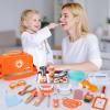 Dentist Play Set for Kids 3-5, Wooden Doctor Kit 33 Pcs with Real Stethoscope, Removable Teeth, Braces & Storage Bag | Pretend Play Medical & Dental Role Play Toys Gift for Toddlers Boys Girls view 2