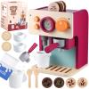 GAGAKU Wooden Coffee Machine Toy for Toddlers, Montessori Learning Toys for 3 4 5 Year Old Girls & Boys, Realistic Pretend Play Kitchen Accessories with Espresso Maker & Latte Art Set view 1
