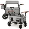 TODEFULL Wagon Stroller for 2 Kids, Foldable Kids Wagon Cart Featuring with Harnesses, Adjustable Double Push Handle, Removable Canopy, Snack Tray, Large Storage Bag, Gray view 1