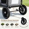 TODEFULL Wagon Stroller for 2 Kids, Foldable Kids Wagon Cart Featuring with Harnesses, Adjustable Double Push Handle, Removable Canopy, Snack Tray, Large Storage Bag, Gray view 4