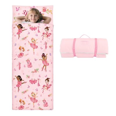 Kids Sleeping Bag Toddler Nap Mat with Removable Pillow, Large Foldable Sleeping Bag for Girls Boys, Easy Clean Slumber Bag with Double Zip for Camping School Preschool Daycare, 5924 inch