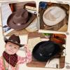 Hercicy 12 Pcs Beige Cowboy Hats Kids Toddler Cowgirl Hat for Boys Girls Child Baby Costume Accessories Western Birthday Party Supplies (Black,Dark Brown) view 4