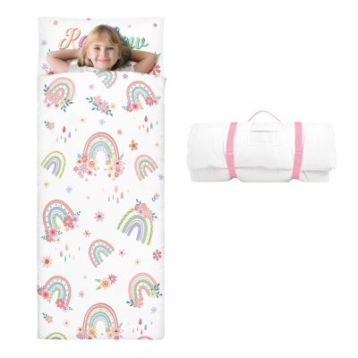 Kids Sleeping Bag Toddler Nap Mat with Removable Pillow, Large Foldable Sleeping Bag for Girls Boys, Easy Clean Slumber Bag with Double Zip for Camping School Preschool Daycare, 5924 inch