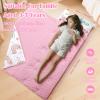Kids Sleeping Bag Toddler Nap Mat with Removable Pillow, Large Foldable Sleeping Bag for Girls Boys, Easy Clean Slumber Bag with Double Zip for Camping School Preschool Daycare, 5924 inch view 2