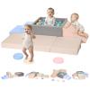 CAMELUS Climbing Toys for 1 Year Old, Baby Foam Climbing Blocks with Large Ball Pit for Toddlers, 7-Piece Soft Play Set, Indoor Climber Crawl Activity Play, Birthday (Balls not Included) view 1
