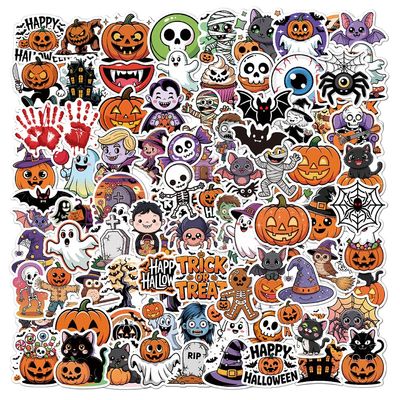 100 Pcs Halloween Stickers, Halloween Party Vinyl Horror Ghost Stickers & Adults, Holiday Party Favors for Bottle Birthday Party Decor