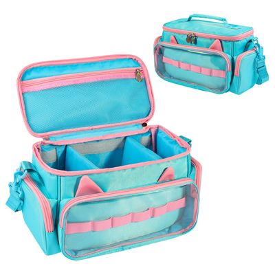 Ottkids Carrying Case Compatible with Toniebox 2 & 1, Storage Bag Organizer for Tonies Starter Set, Headphones & Accessories, Portable Travel Bag with Handle and Adjustable Shoulder Strap(Light blue)