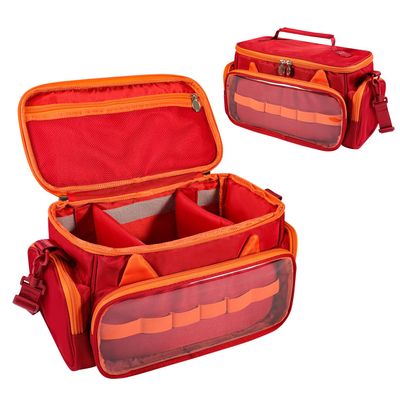 Ottkids Carrying Case Compatible with Toniebox 2 & 1, Storage Bag Organizer for Tonies Starter Set, Headphones & Accessories, Portable Travel Bag with Handle and Adjustable Shoulder Strap(Red)