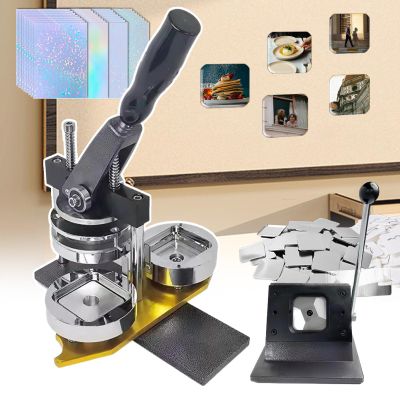 DYKKLKQ DIY Pin Badge Making Kit with Punch Press, Paper Cutter, and Holographic Stickers for Beginners and Craft Enthusiasts (Pins&Magnets(50+50set))
