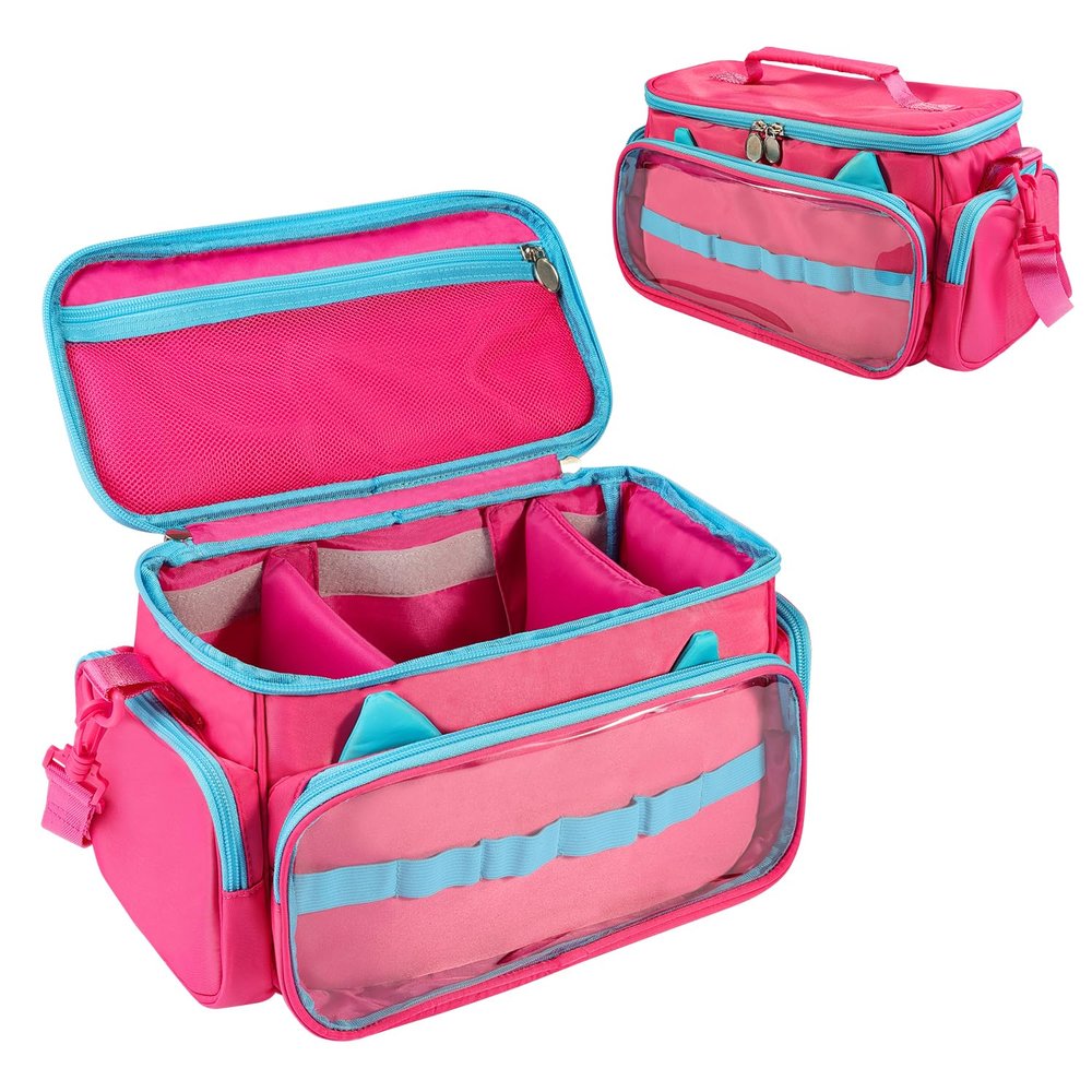 Ottkids Carrying Case Compatible with Toniebox 2 & 1, Storage Bag Organizer for Tonies Starter Set, Headphones & Accessories, Portable Travel Bag with Handle and Adjustable Shoulder Strap(Rose)
