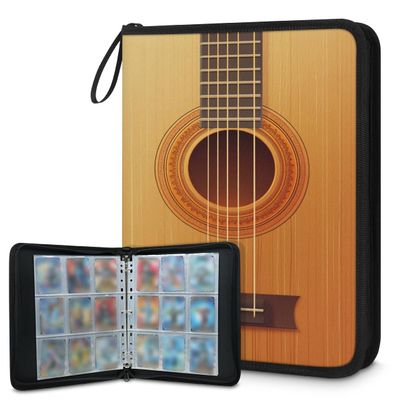 Kuquteed Guitar Trading Card Binder 9 Pocket 900 Cards Holder Collector Album with 50 Removable Sleeves Gifts for Boys Girls Musical Instruments Game Sports Cards