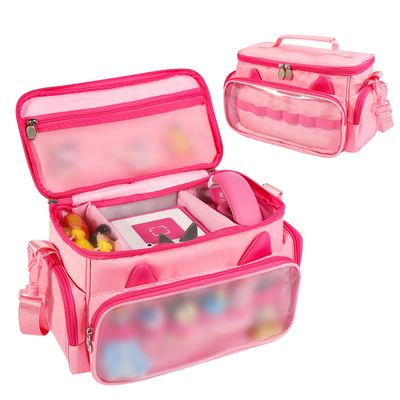 Ottkids Carrying Case Compatible with Toniebox 2 & 1, Storage Bag Organizer for Tonies Starter Set, Headphones & Accessories, Portable Travel Bag with Handle and Adjustable Shoulder Strap(Pink)