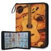 Kuquteed Orange Guitar Trading Card Binder 4 Pocket 400 Cards Holder Collector Album with 50 Removable Sleeves Gifts for Boys Girls Musical Notes Game Sports Cards view 1