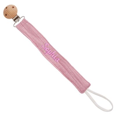 1pc Custom Embroidery Pacifier Clips with Name,Personalized Fabric Pacifier Holder with Wooden Clip for Baby Boys Girls