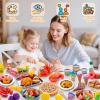 Juboury Pretend Play Food Set for Toddlers, Cutting Toy Food with Storage Bag, Stainless Steel Tray and Plates, Food Toys with Veggies, Fruits, Dessert, Pizza Toy, Play Kitchen Accessories for Kids view 2