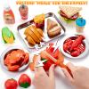 Juboury Pretend Play Food Set for Toddlers, Cutting Toy Food with Storage Bag, Stainless Steel Tray and Plates, Food Toys with Veggies, Fruits, Dessert, Pizza Toy, Play Kitchen Accessories for Kids view 3