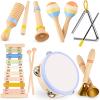 Baby Musical Instruments, Montessori Wooden Musical Toys for Toddlers 13, Xylophone Tambourine Triangle Maracas, Wooden Baby Instruments, Kids Preschool Educational Toys, Birthday Gift for Boys Girls view 1