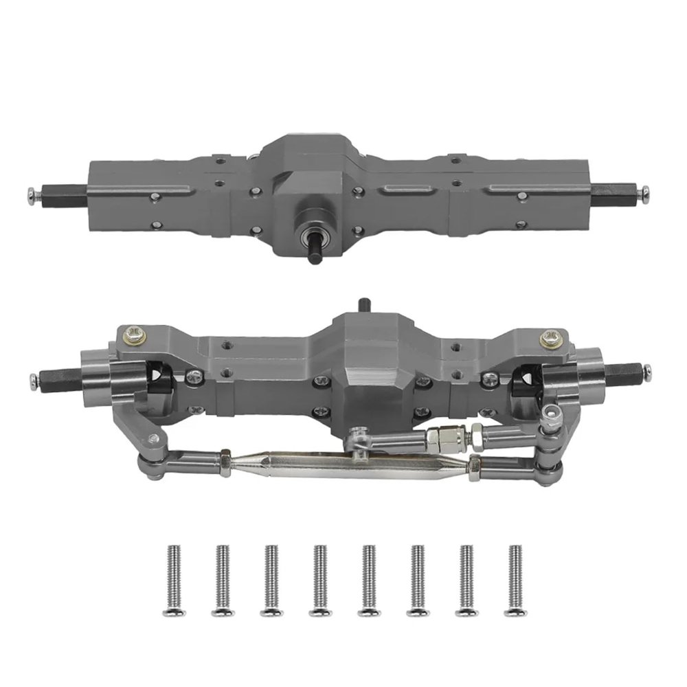 DAIHAOUU Metal Upgrade Front Rear Axle Assembly for WPL 1/10 C74 1/16 C14 C24 C34 C54 B14 B24 for Feiyu RC Car Spare Parts(Dark Grey)