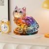Acrylic Display,Colourful Kitten Figurine Desktop Decoration Ornament 2D Decorative Sign for Office and Living Room Display view 4